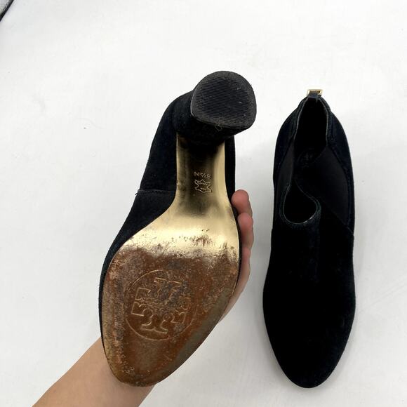 Tory Burch Black Suede Block Heel booties - Picture 6 of 7